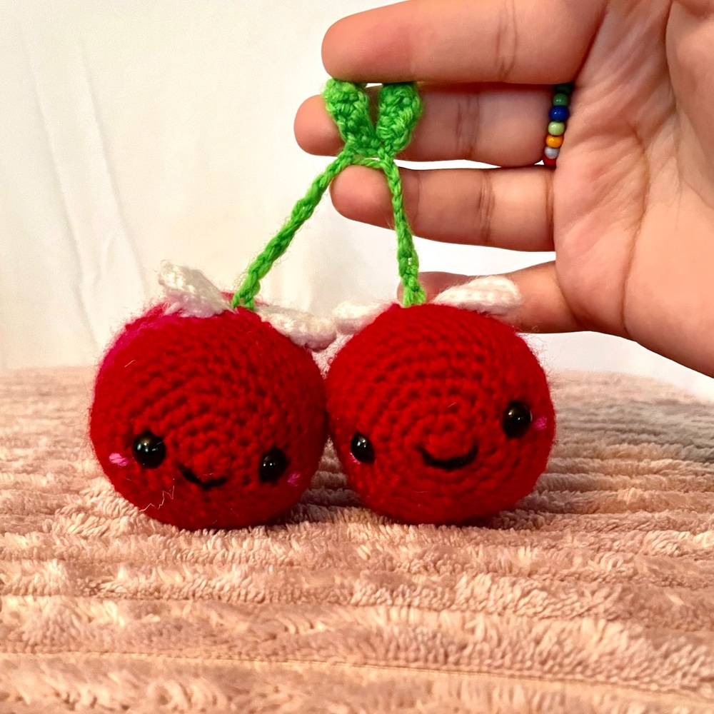 Crochet cherry bee car Accessory